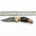 Damascus handmade folding knife beautiful structure with free leather sheath
